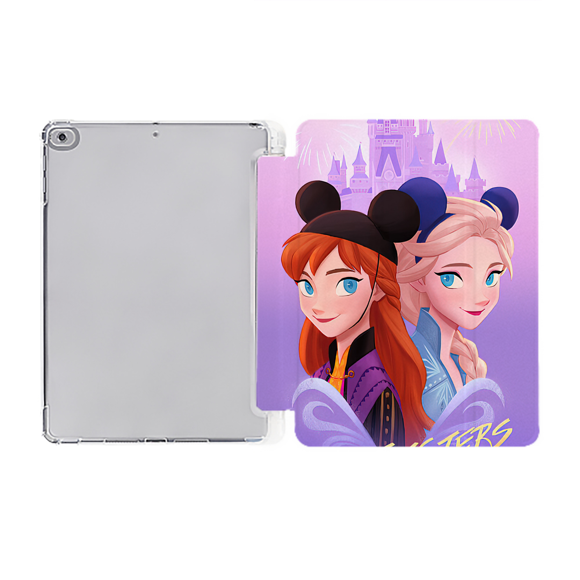 （画像用） アナと雪の女王 アンナ エルサ Frozen Anna Elsa IPad ケース ペン収納付き 三つ折りスタンド PUレザー×シリコン 対応機種9.5/10.5/10.9インチ